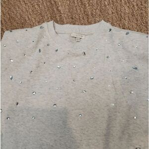 Flying Tomato Light Gray Top with Rhinestone Studs Size S Nwot